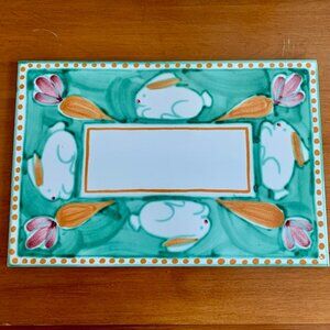 Vietri Compagna Coniglio Rabbit & Carrot 12"x8" Trivet/Tray/Tile Made in Italy